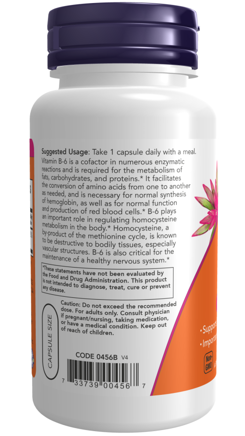 NOW Now B-6 100mg - 100 vegetarian capsules - Vitamin B