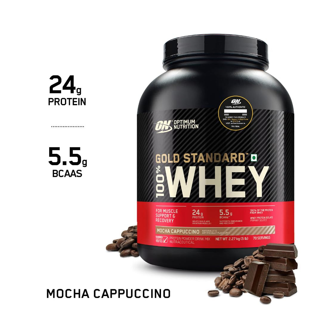 Optimum Nutrition Gold Standard 100% Whey Protein Mocha Cappuccino / 5lbs