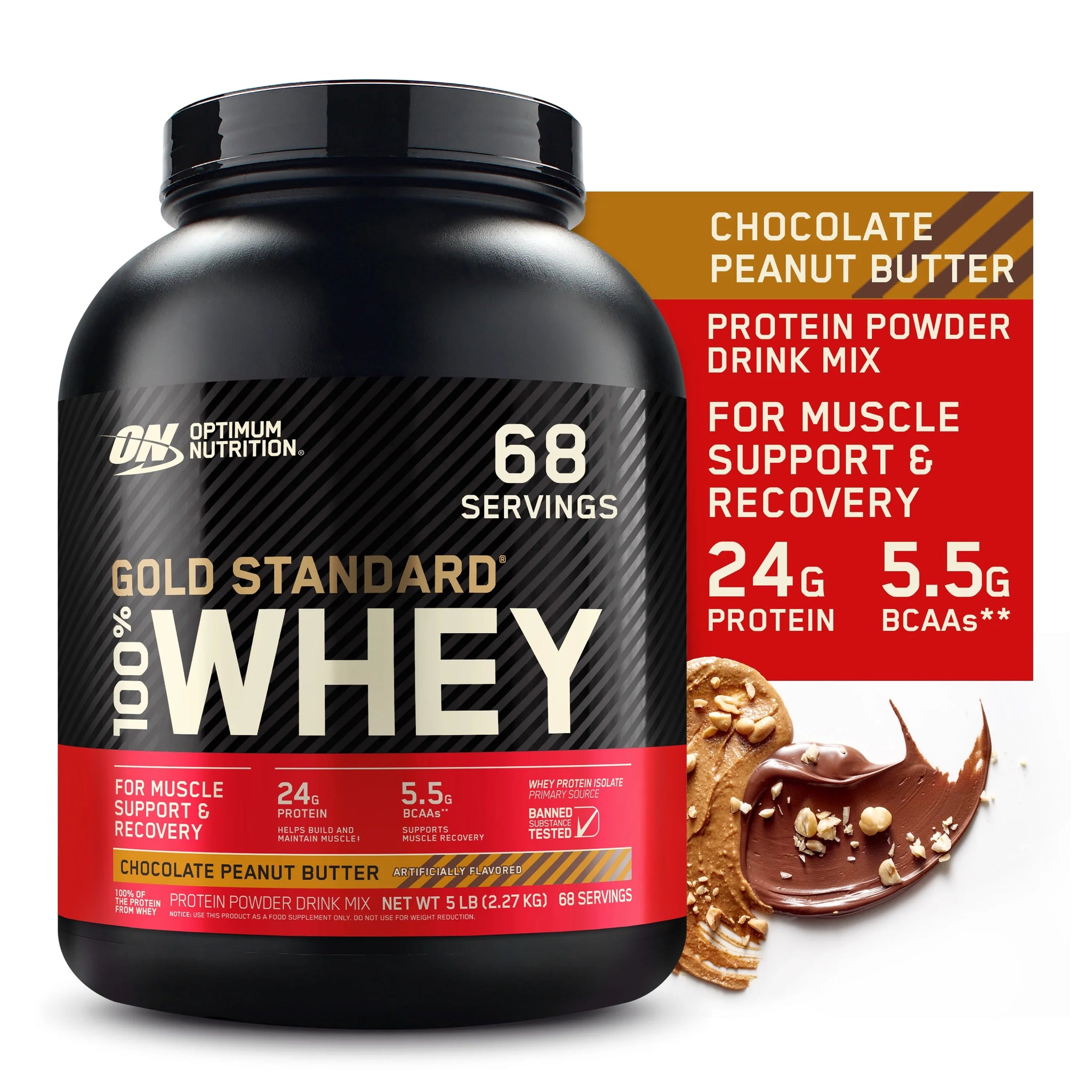 Optimum Nutrition Gold Standard 100% Whey Protein Chocolate Peanut Butter / 5lbs