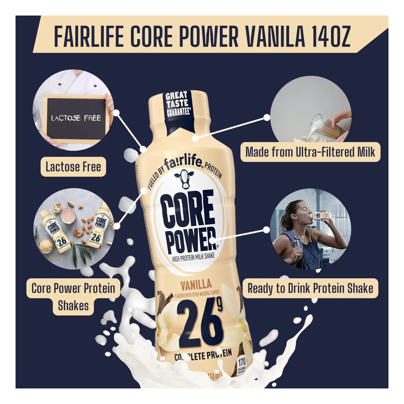 Fairlife Core Power High Protein Shake Vanilla / Pack of 12 / -