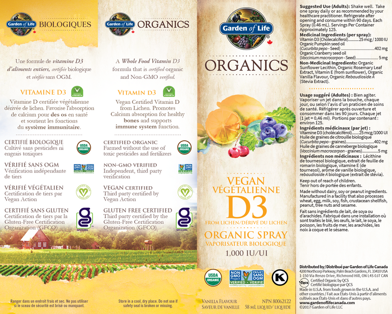 Organics - Vegan D3 Organic Spray