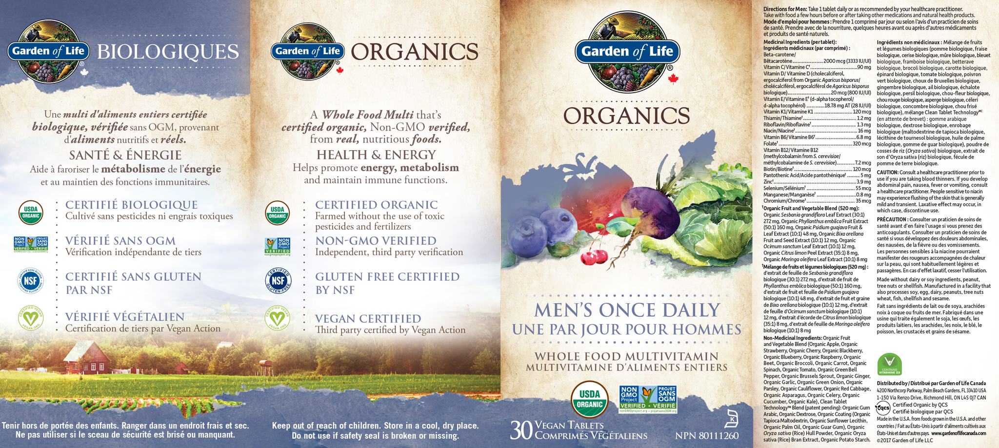 Garden of Life Organics Multivitamin Men's Once Daily