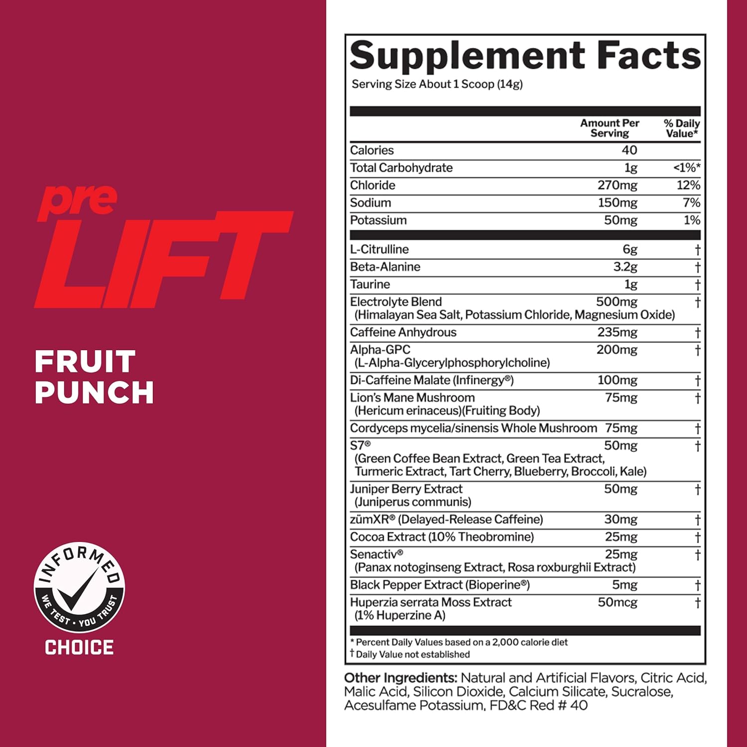 Rule 1 PreLift - Fruit Punch 30 servings - Pre-Workout