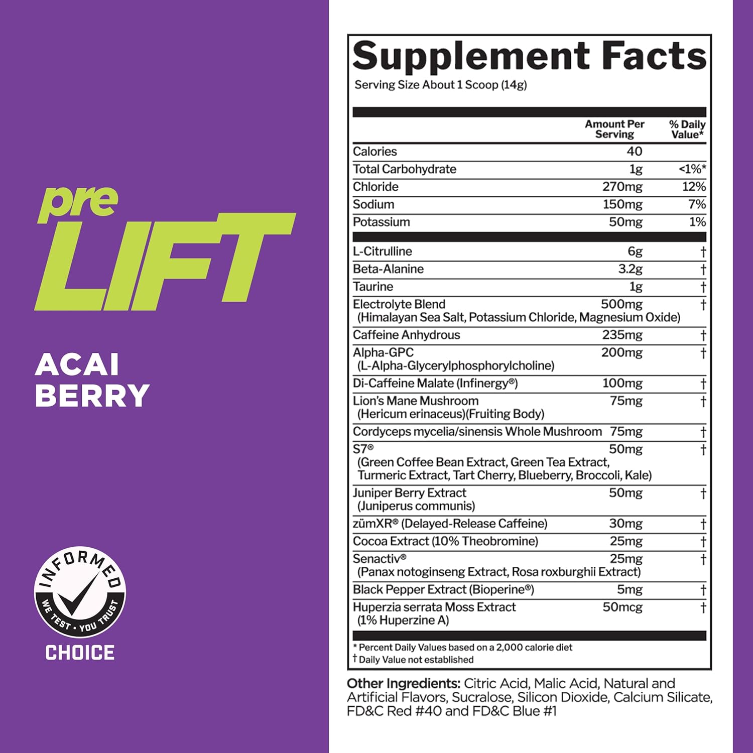 Rule 1 PreLift - Acai Berry 30 servings - Pre-Workout