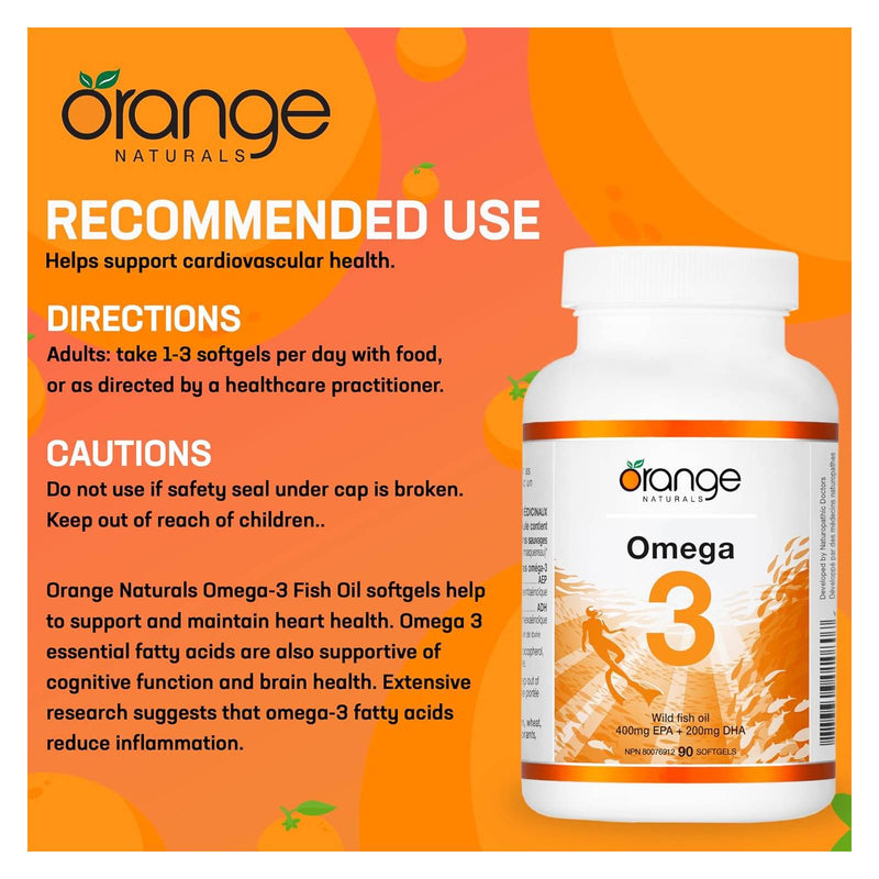 Orange Naturals Omega-3 Fish Oil 400/200mg - 90 Softgels - Omega 3