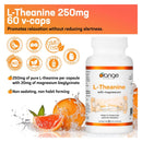 Orange Naturals L-Theanine 250mg - 60 Vegetarian Capsules - Stress Management
