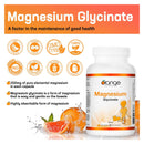 Orange Naturals Magnesium Glycinate 200mg - 90 Vegetarian Capsules - Magnesium