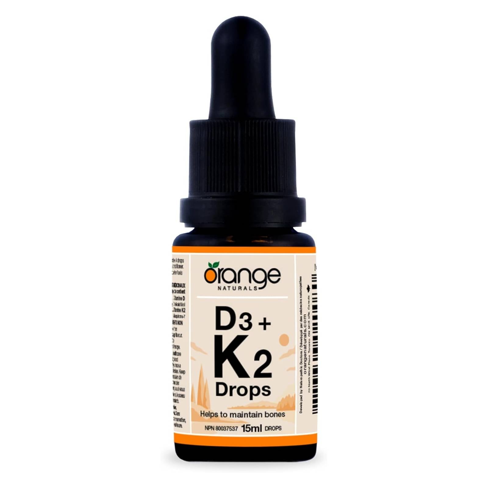 Orange Naturals D3 + K2 Drops 250IU/30mcg - Orange 15 ml - Multivitamin