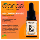 Orange Naturals D3 + K2 Drops 250IU/30mcg - Orange 15 ml - Multivitamin
