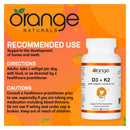 Orange Naturals D3 + K2 Softgels with Organic Coconut Oil - 90 Softgels - Multivitamin