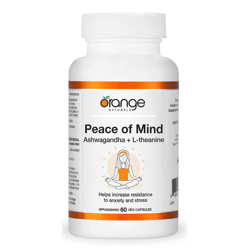 Orange Naturals Peace of Mind Ashwagandha + L-Theanine - 60 Vegetarian Capsules - Herbals