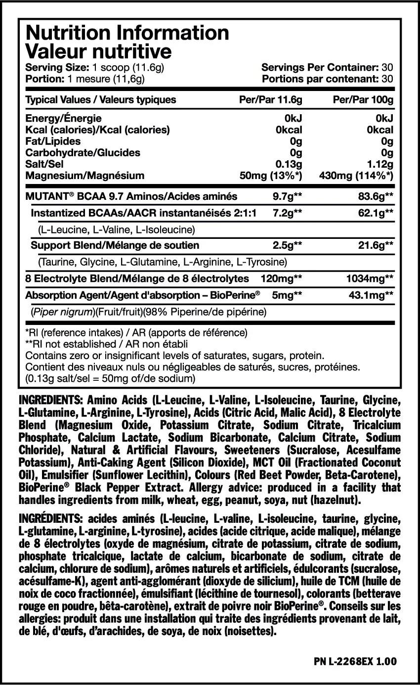 Mutant BCAA 9.7 Fuzzy Peach / 30 Servings