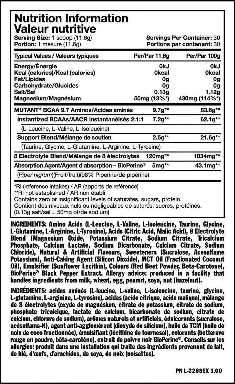 Mutant BCAA 9.7 Fuzzy Peach / 30 Servings