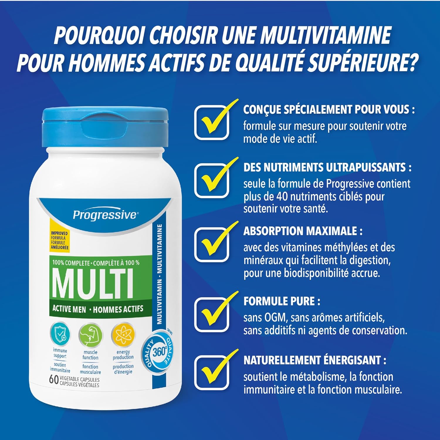 Progressive Multivitamins For Active Men - 60 vegetable capsules - Men's Health