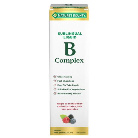 Nature's Bounty Vitamin B Complex Sublingual Liquid Natural Berry Flavour