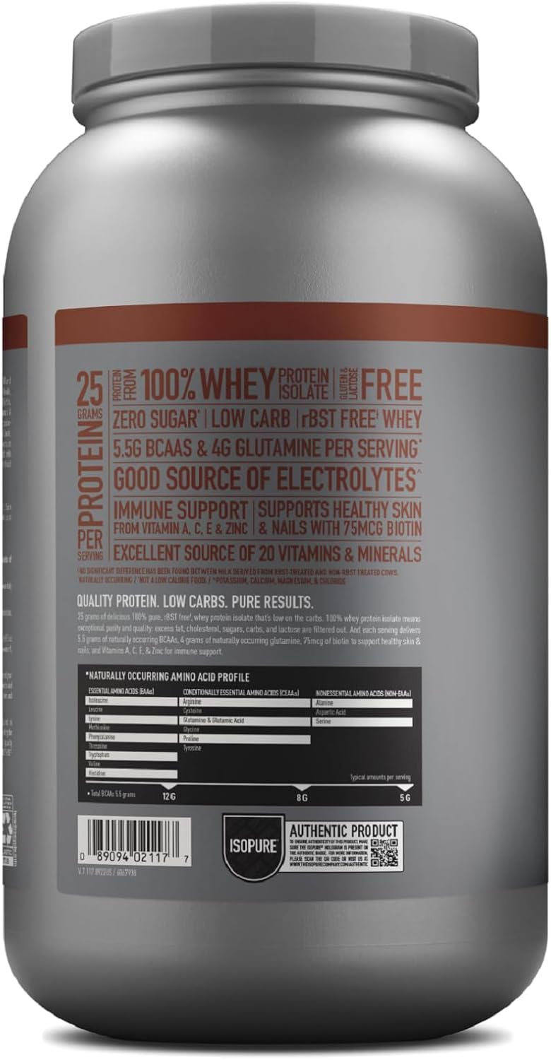 ISOPURE Zero Carb Protein Powder - Dutch Chocolate 3lb - Protein Powder