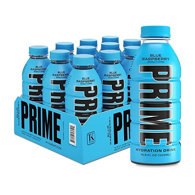 Prime Hydration Drink, Pack of 12 (12 x 500 ml), Blue Raspberry, SNS Health, Energy Drinks