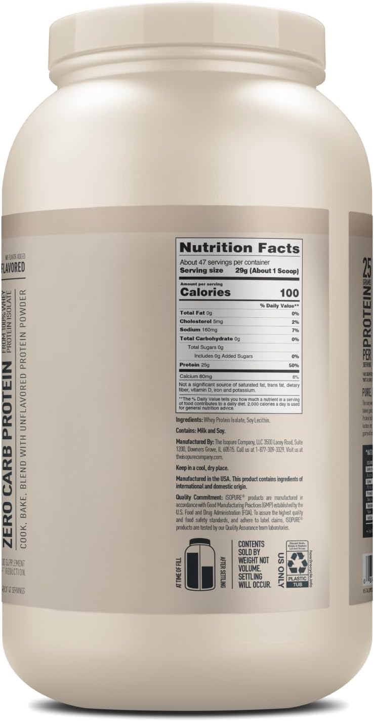 ISOPURE Zero Carb Protein Powder - Unflavoured 3lb - Protein Powder