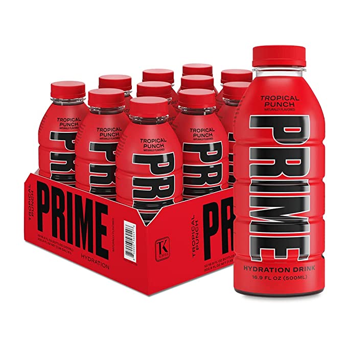 Prime Hydration Drink, Pack of 12 (12 x 500 ml), Tropical Punch, SNS Health, Energy Drinks