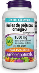 Webber Naturals Omega-3 Fish Oils 300 mg EPA/DHA 1000 mg - 210 Softgels - Omega 3