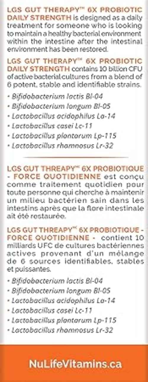 Nu-Life Lgs Gut Therapy Force quotidienne 6X Probiotique