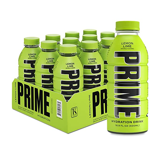 Prime Hydration Drink, Pack of 12 (12 x 500 ml), Lemon Lime, SNS Health, Energy Drinks