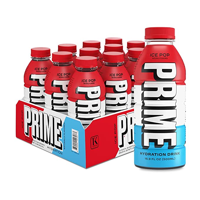 Prime Hydration Drink, Pack of 12 (12 x 500 ml), Ice Pop, SNS Health, Energy Drinks