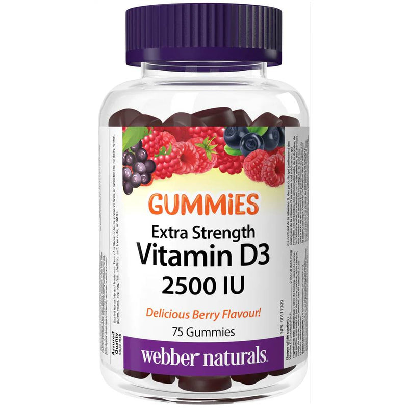 Webber Naturals Vitamin D3 Extra Strength 2500 IU 75 Gummies