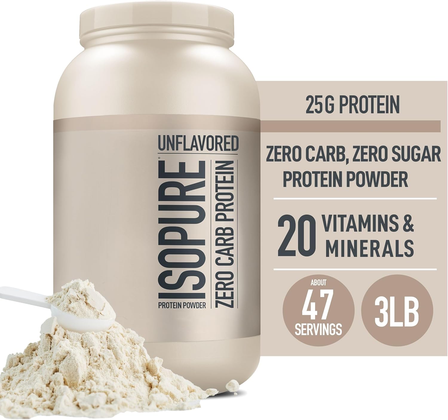 ISOPURE Zero Carb Protein Powder - Unflavoured 3lb - Protein Powder