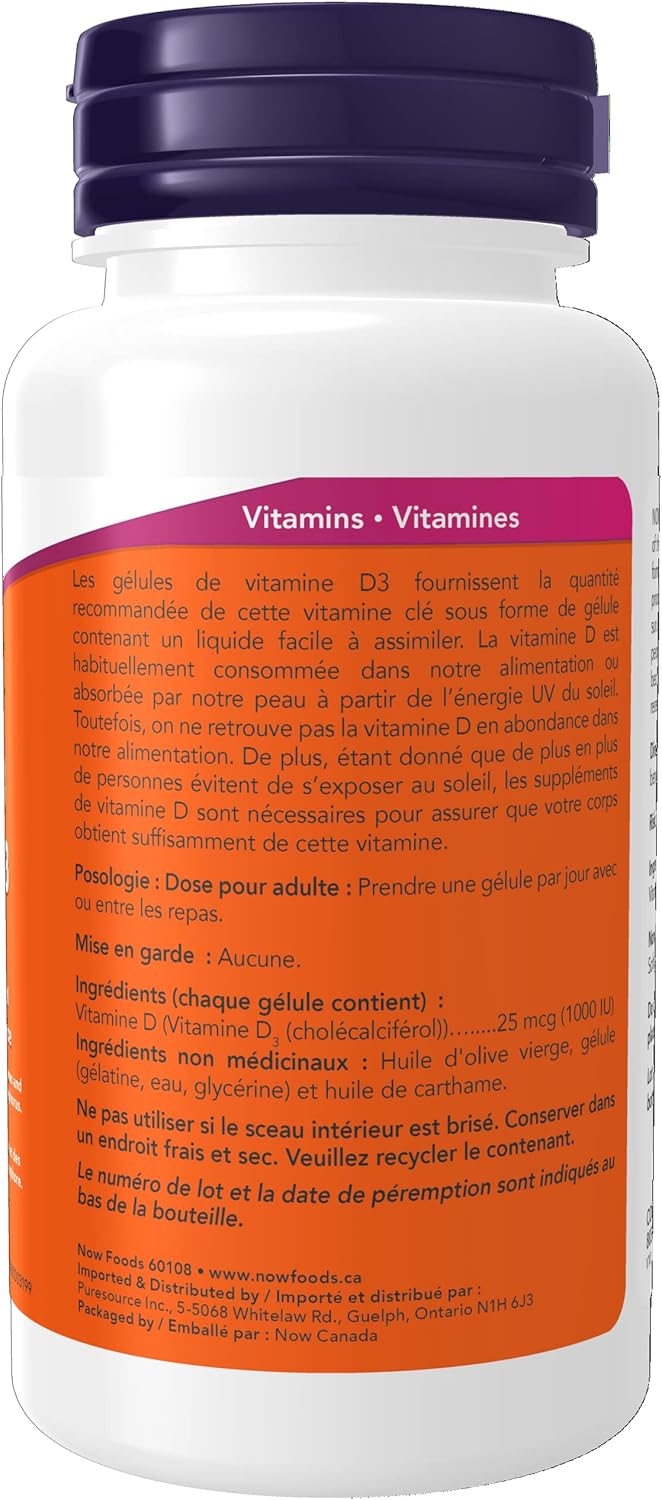 NOW Vitamin D-3 1,000 IU - 180 Sofgels - Vitamin D