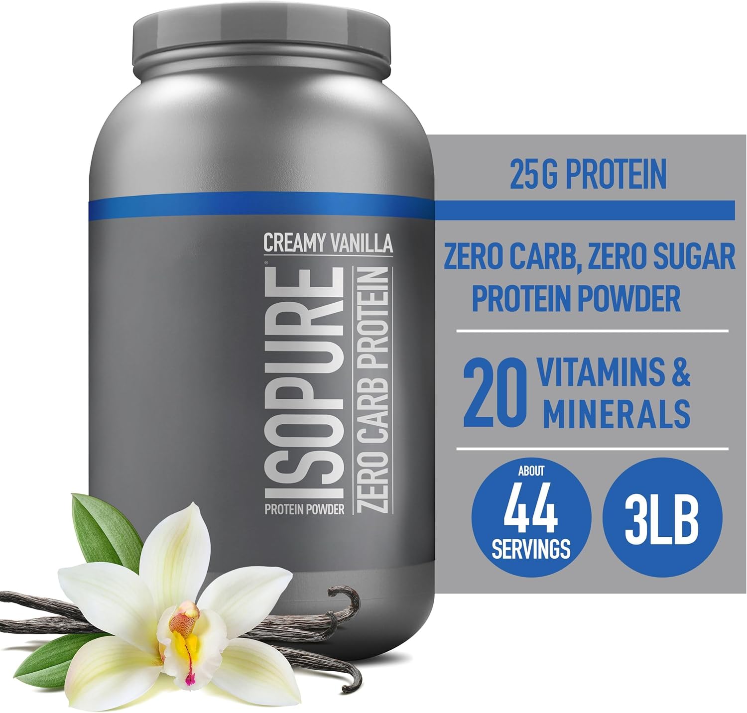 ISOPURE Zero Carb Protein Powder - Creamy Vanilla 3lb - Protein Powder