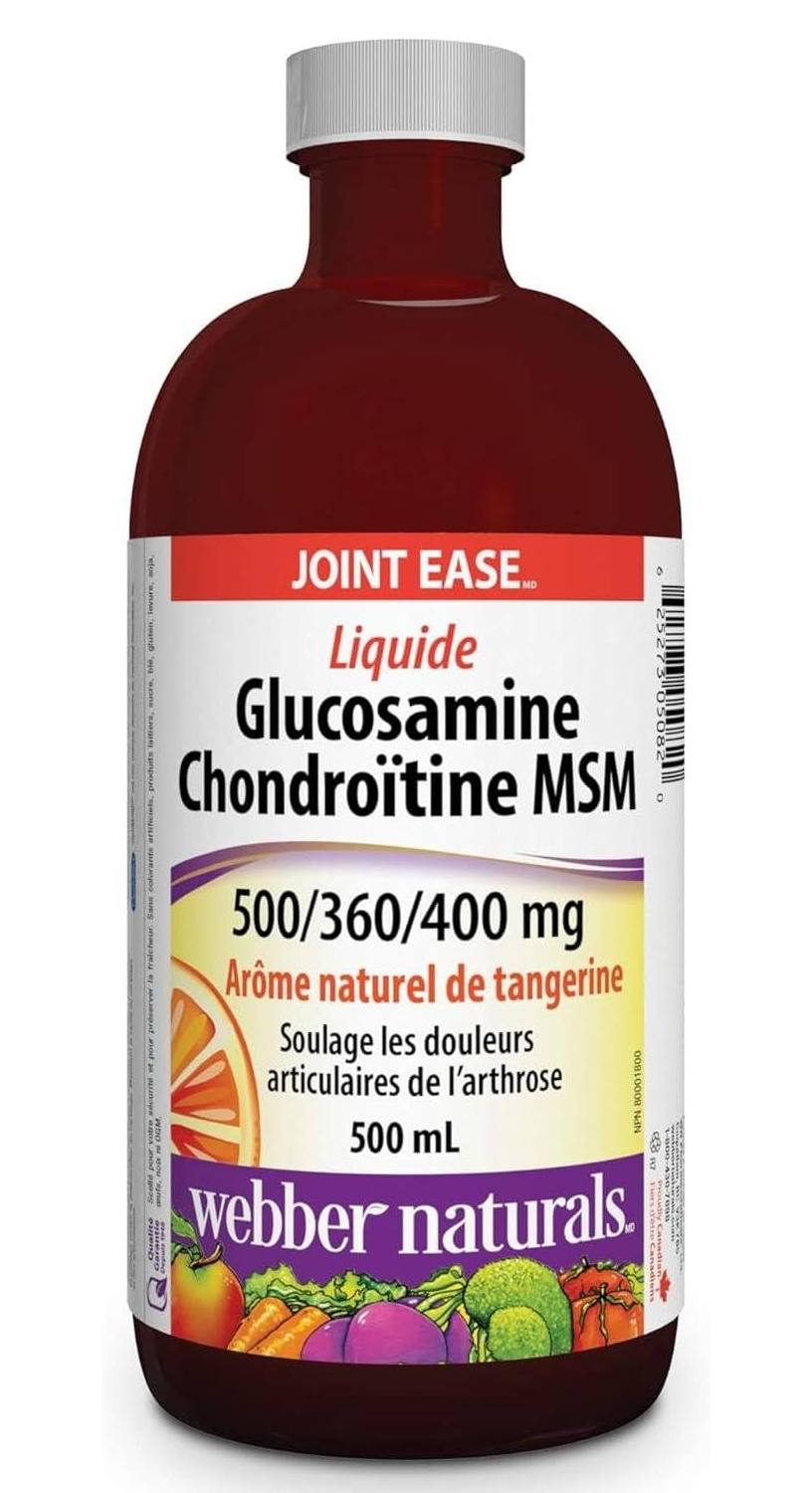 Webber Naturals Glucosamine Chondroitin MSM 500/360/400 mg 500mL / Natural Tangerine Flavour