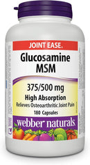 Webber Naturals Glucosamine MSM High Absorption 375/500 mg - 180 capsules - Joint Health