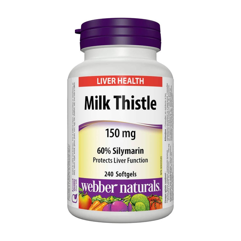 Webber Naturals Milk Thistle 60% Silymarin 150 mg 240 Softgels