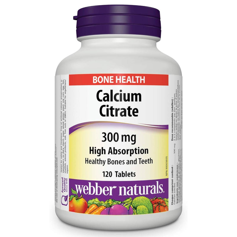 Webber Naturals Calcium Citrate High Absorption 300 mg - 120 Tablets - Calcium