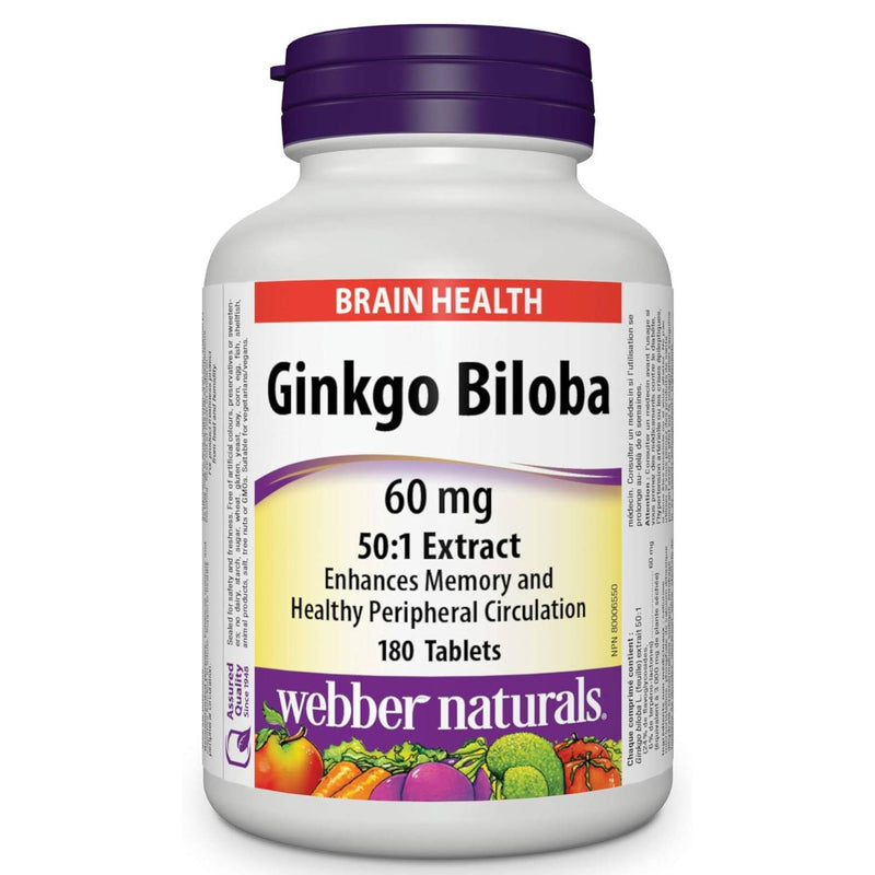 Webber Naturals Ginkgo Biloba 60 mg 180 Tablets