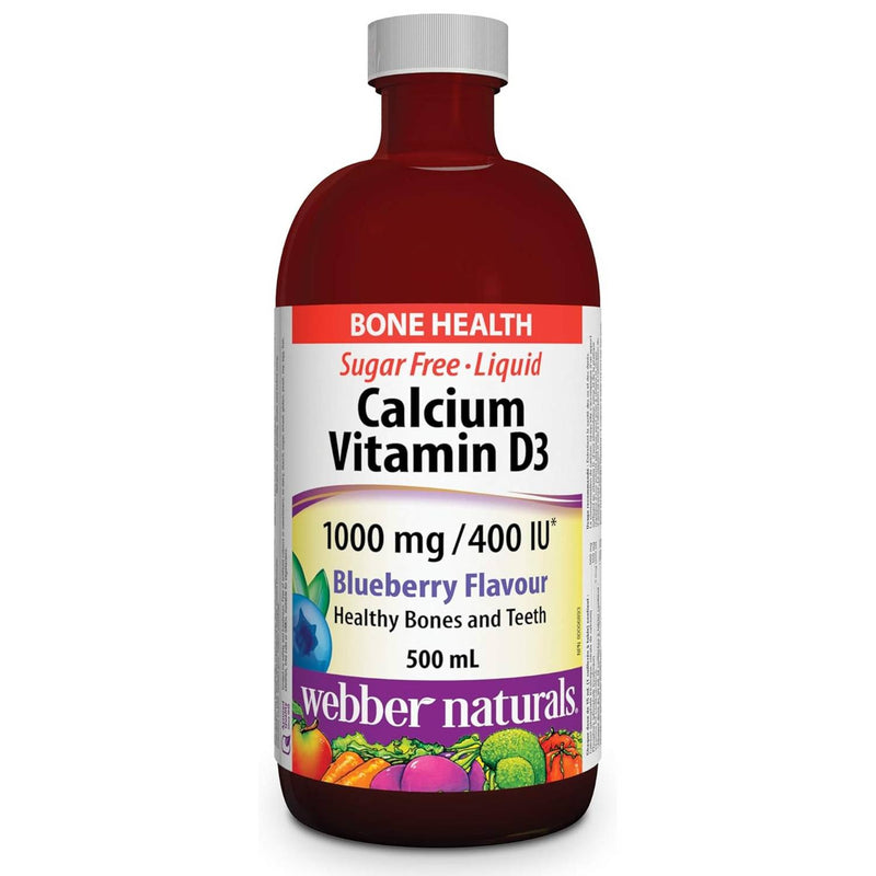 Webber Naturals Calcium Vitamin D3 1000 mg/400 IU 500mL / Blueberry Flavour