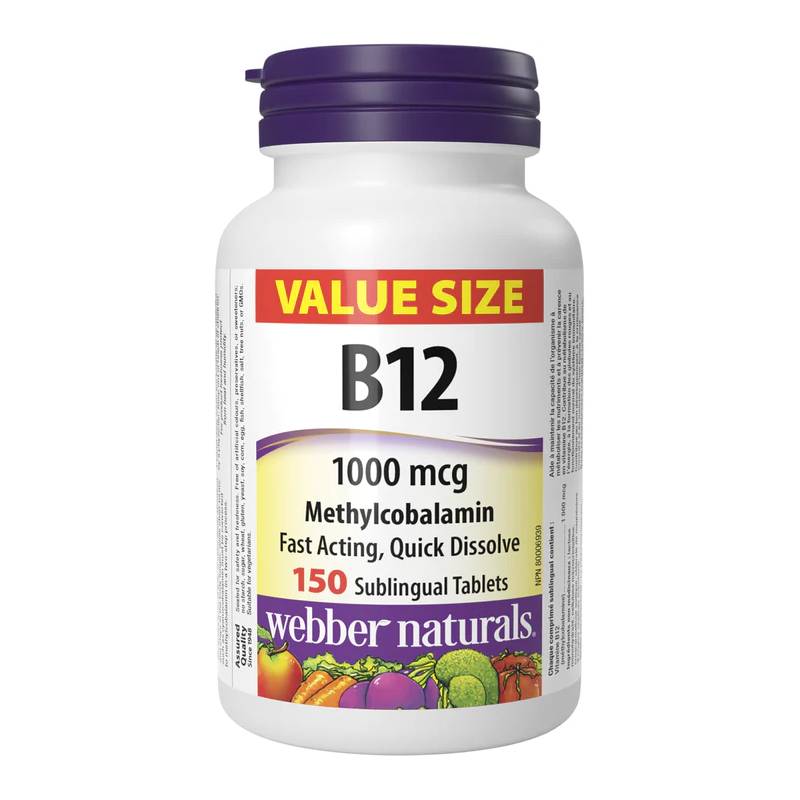 Webber Naturals Vitamin B12 1000 mcg 150 Sublingual Tablets