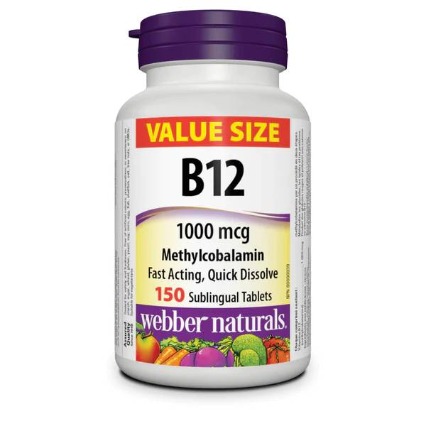 Webber Naturals Vitamin B12 1000 mcg 150 Sublingual Tablets