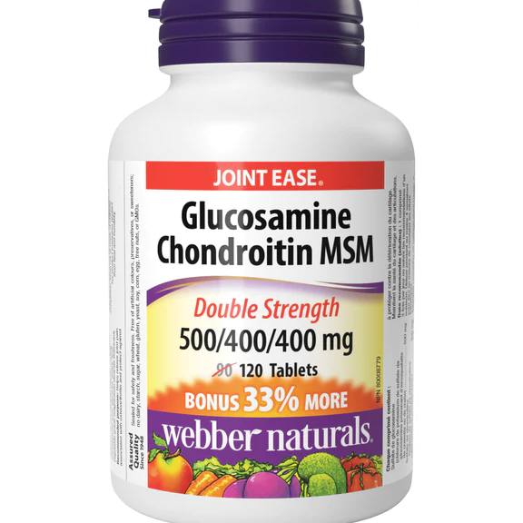 Webber Naturals Glucosamine Chondroitin MSM Double Strength 500/400/400 mg 120 Tablets