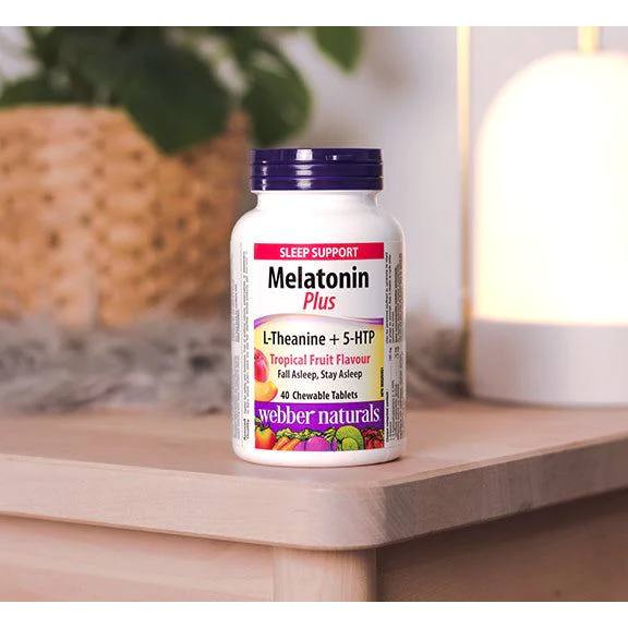 Webber Naturals Melatonin Plus L-Theanine + 5-HTP Tropical 40 Chewable  tablets / Fruit Flavour