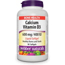 Webber Naturals Calcium Vitamin D 600 mg/400 IU - 90 Liquid Softgels - Calcium