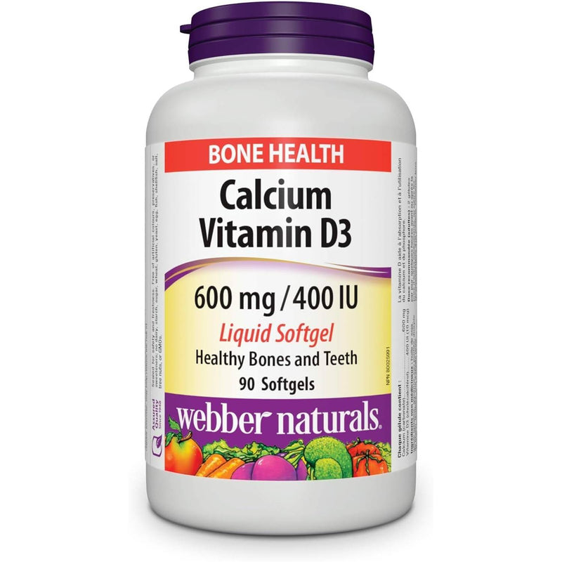 Webber Naturals Calcium Vitamin D 600 mg/400 IU 90 Liquid Softgels