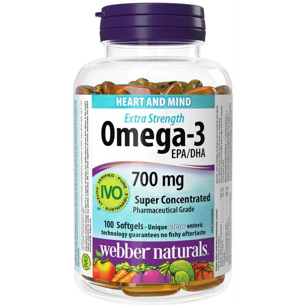 Webber Naturals Omega-3 Extra Strength 700 mg EPA/DHA - 100 Softgels - Omega 3