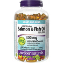 Webber Naturals Wild Alaskan Salmon & Fish Oil 300 mg EPA/DHA - 220 Softgels - Fatty Acids