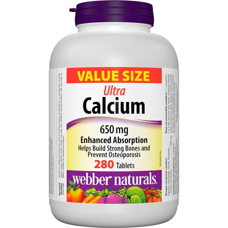 Webber Naturals Ultra Calcium Enhanced Absorption 650 mg 280 Tablets