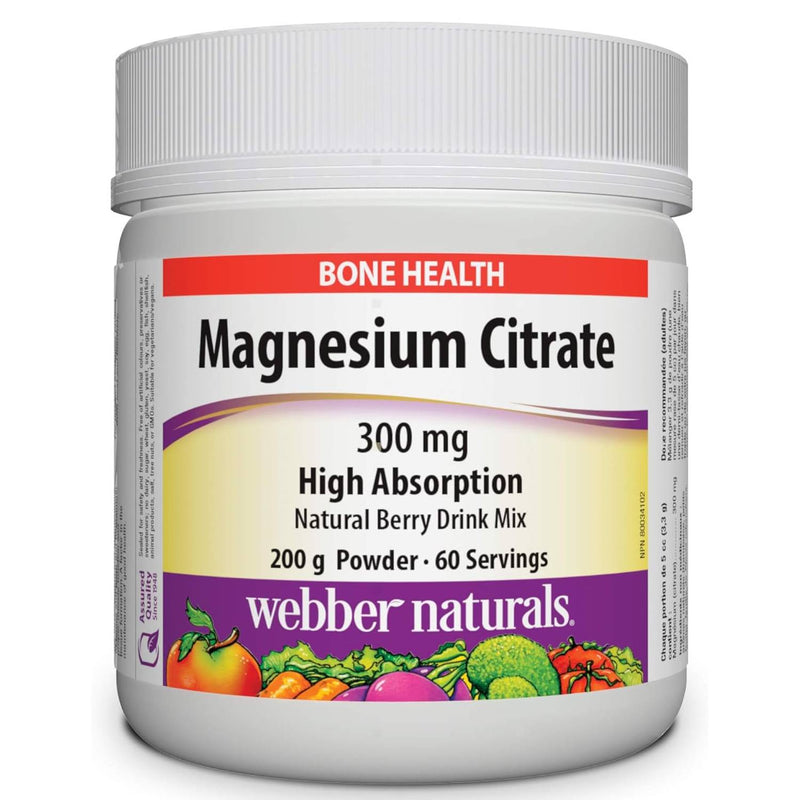 Webber Naturals Magnesium Citrate High Absorption 300 mg 200 g / Natural Berry