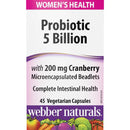 Webber Naturals Probiotic 5 Billion with 200 mg Cranberry - 45 vegetarian capsules - Probiotics