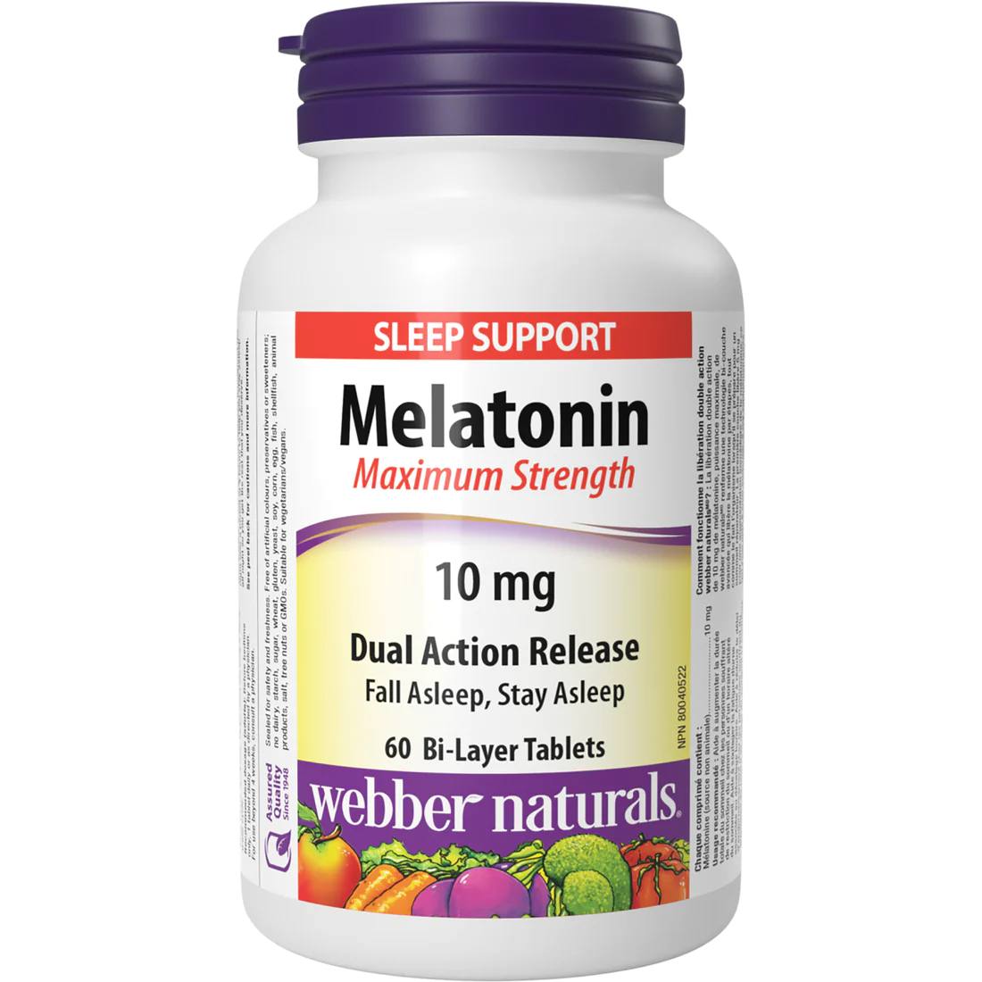 Webber Naturals Melatonin Maximum Strength Dual Action Release 10 mg 120 Tablets