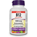 Webber Naturals Vitamin B12 Extra Strength 5000 mcg - 60 Sublingual Tablets - Vitamin B